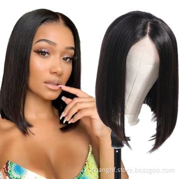 Cheap Price Short Bob Human Hair Wig,8inch-14inch Wholesale Mink Brazilian Hair Wig,4x4 Closure Short Bob Wigs For Black Women